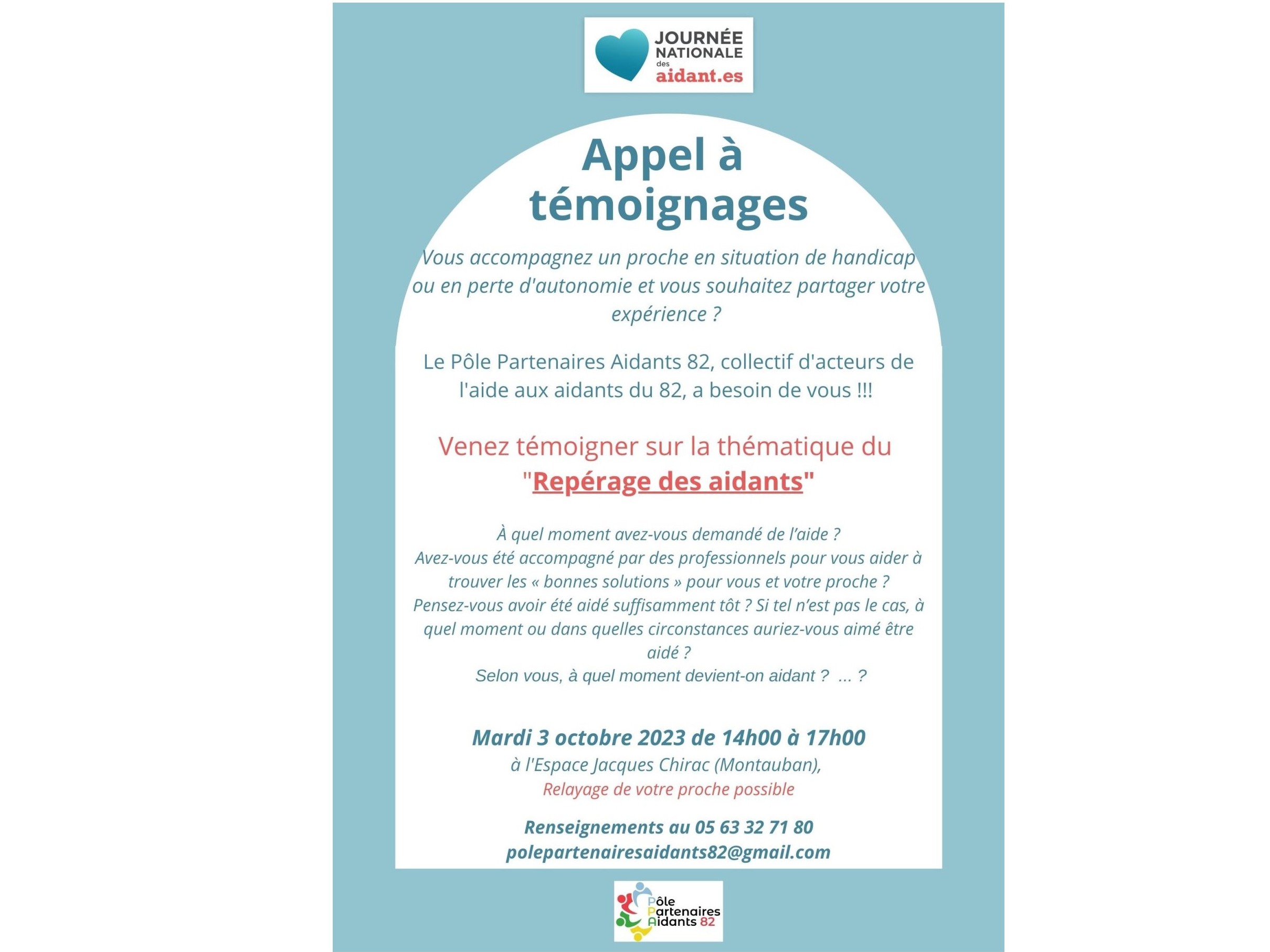 APAS 82 ET Pôle Partenaires Aidants 82  : APPEL A TÉMOIGNAGES !