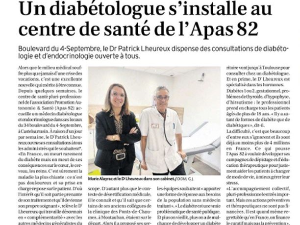 Arrivée d’un médecin diabétologue-endocrinologue