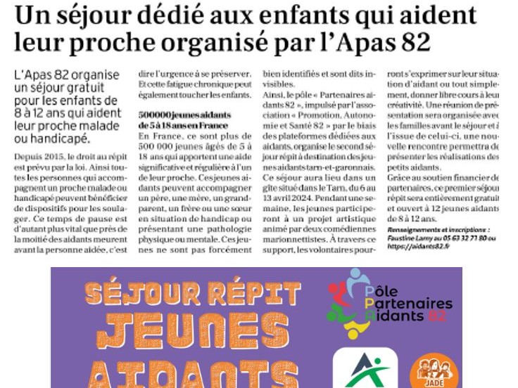SÉJOUR-RÉPIT 2024 POUR LES JEUNES AIDANTS ! 