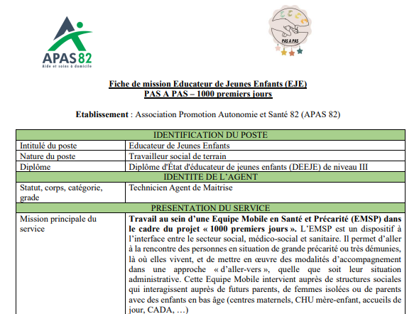 RECRUTEMENT D’UN ÉDUCATEUR DE JEUNES ENFANTS (hashtag#EJE)